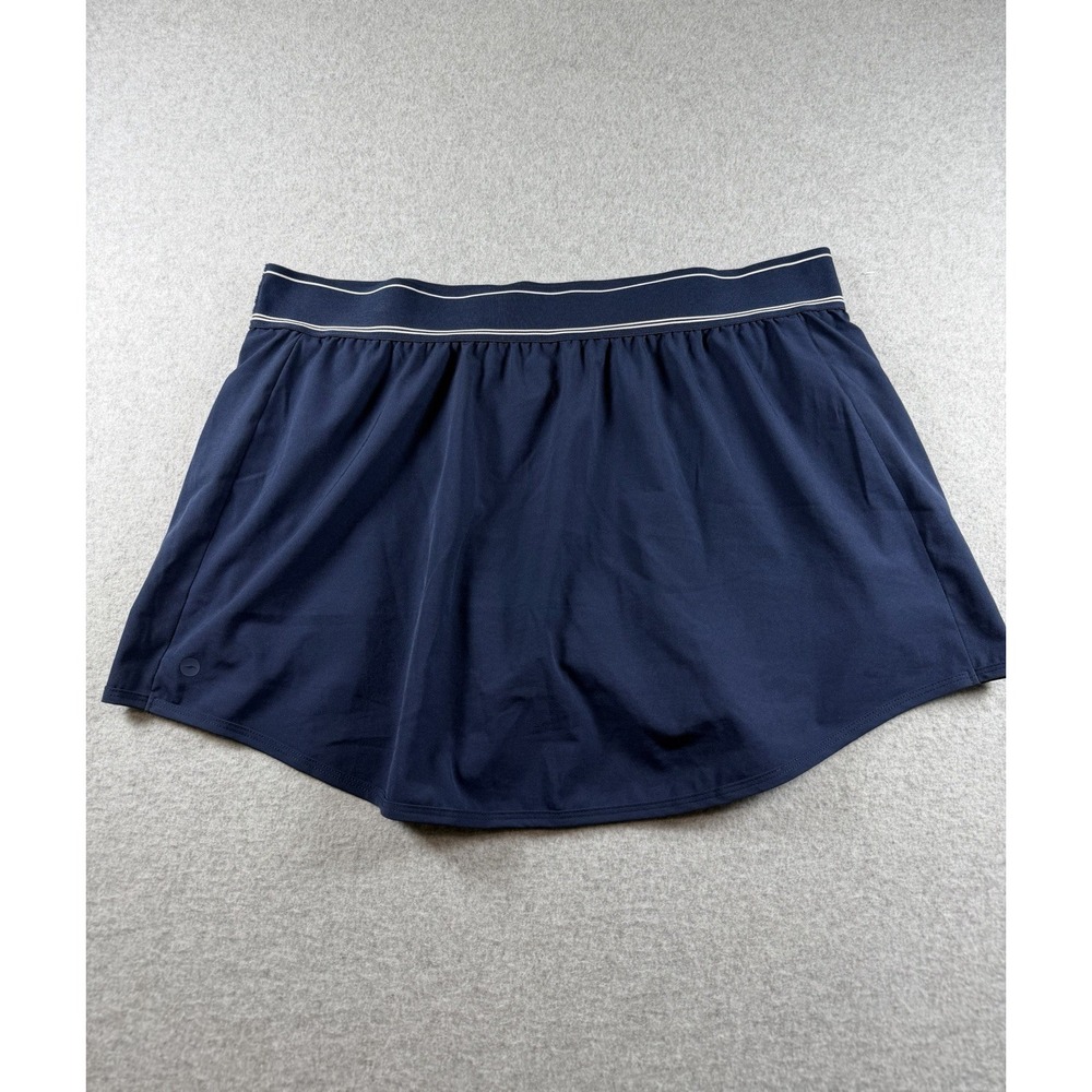 Avia Womens Navy Blue Athletic Skort Pockets Tennis Golf Skirt Striped Waist XL